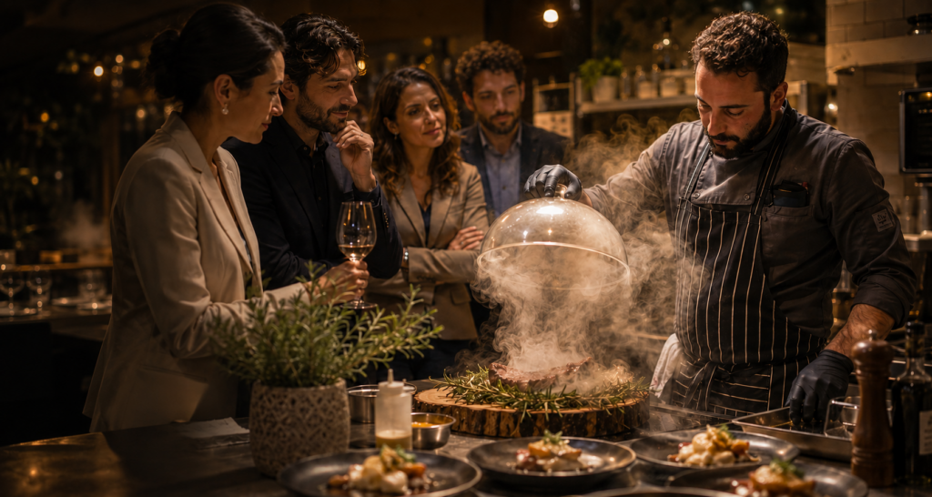 Davide Gesualdi durante un servizio di chef a domicilio